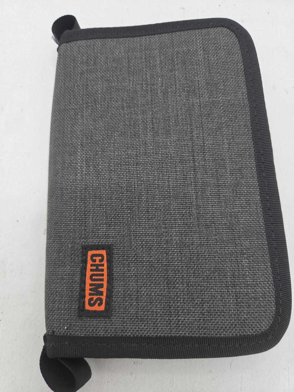 CHUMS Zip-Around Wallet Organizer Gray/Black w/ Orange Interior, Credit Card